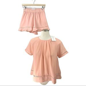 NWT maccs the label pastel pink crepe short set XS